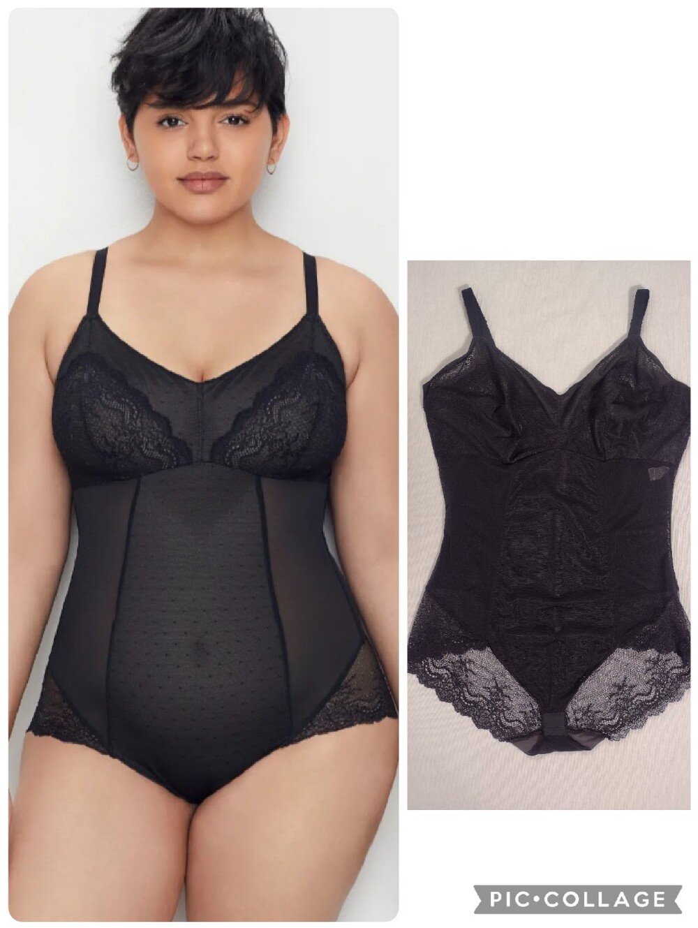 SPANX Sheer Black Spotlight on Lace Bodysuit Plus Size 3X